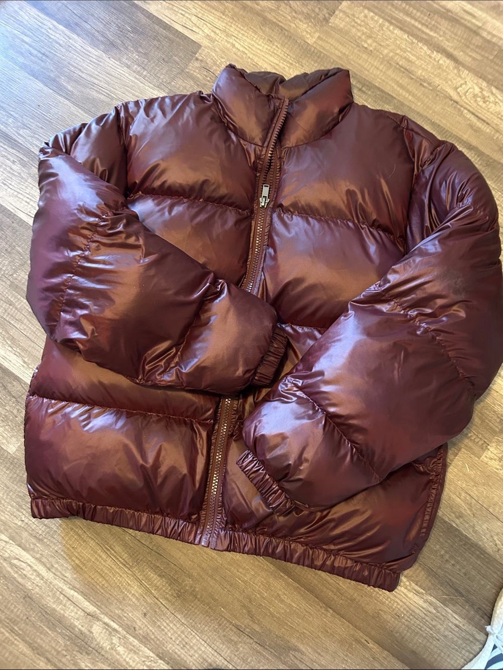 PacSun Women's Maroon Shiny Puffer Jacket
